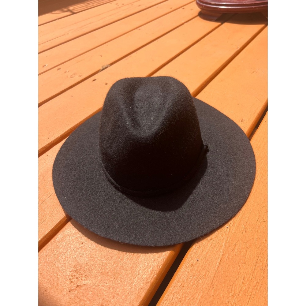 J.Crew Black 100% Wool Wide Brim Fedora Hat S M 112535‎ Boho Minimalist